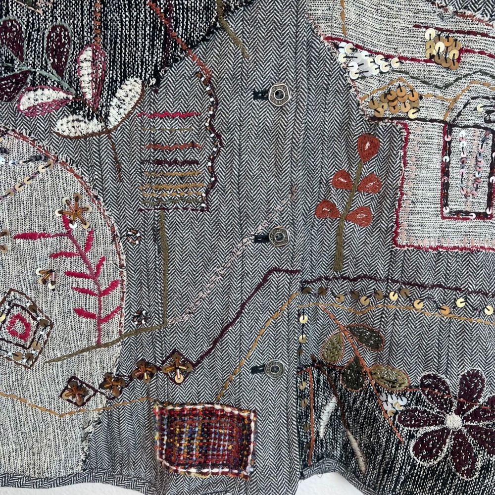 Chicos Design Mixed Media Patchwork Embroidered S… - image 5